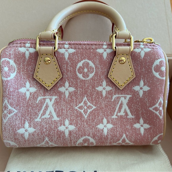 *NEW* Louis Vuitton Rose Pink Denim Nano Speedy - Picture 3 of 16